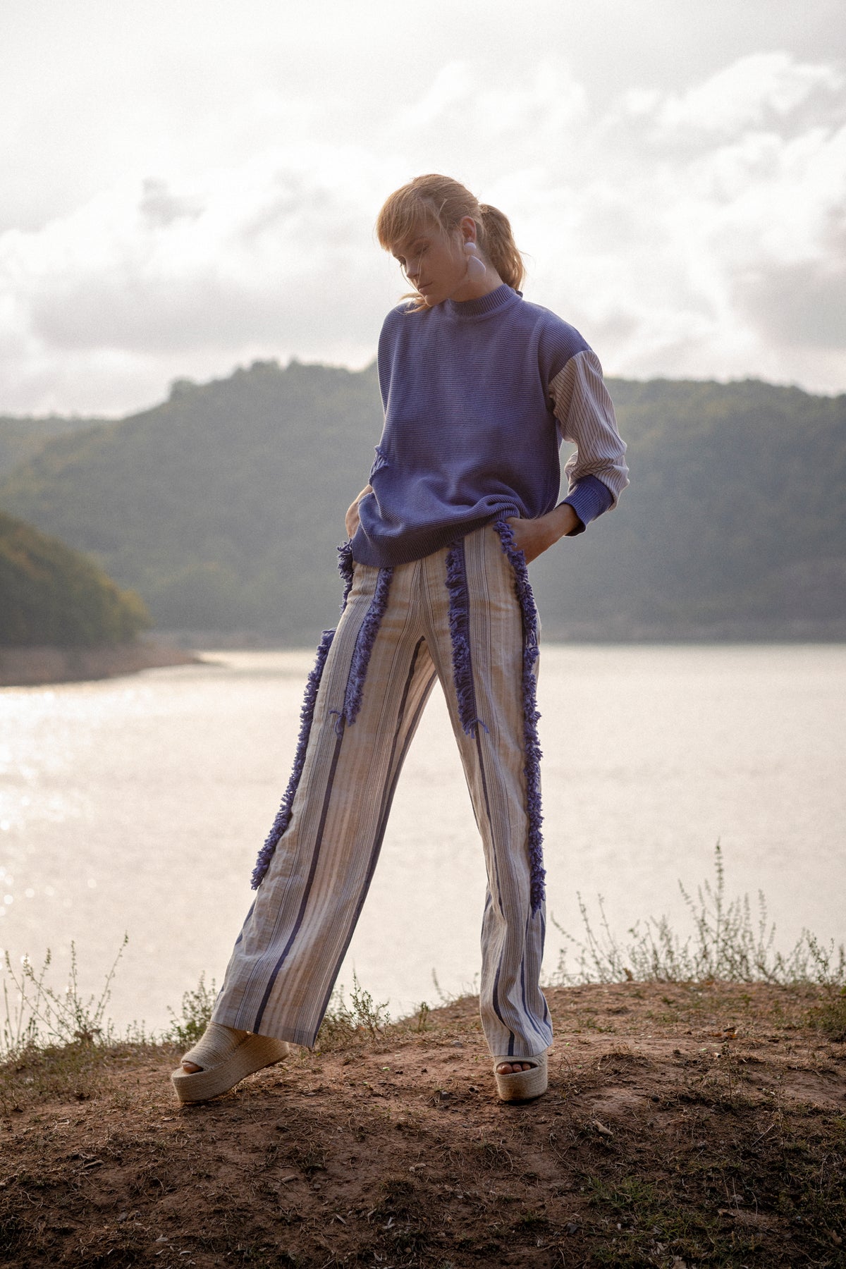 Fray Knit Sweater Fray Tasselled Trousers by Natalie Kolyozyan, Ripple SS19