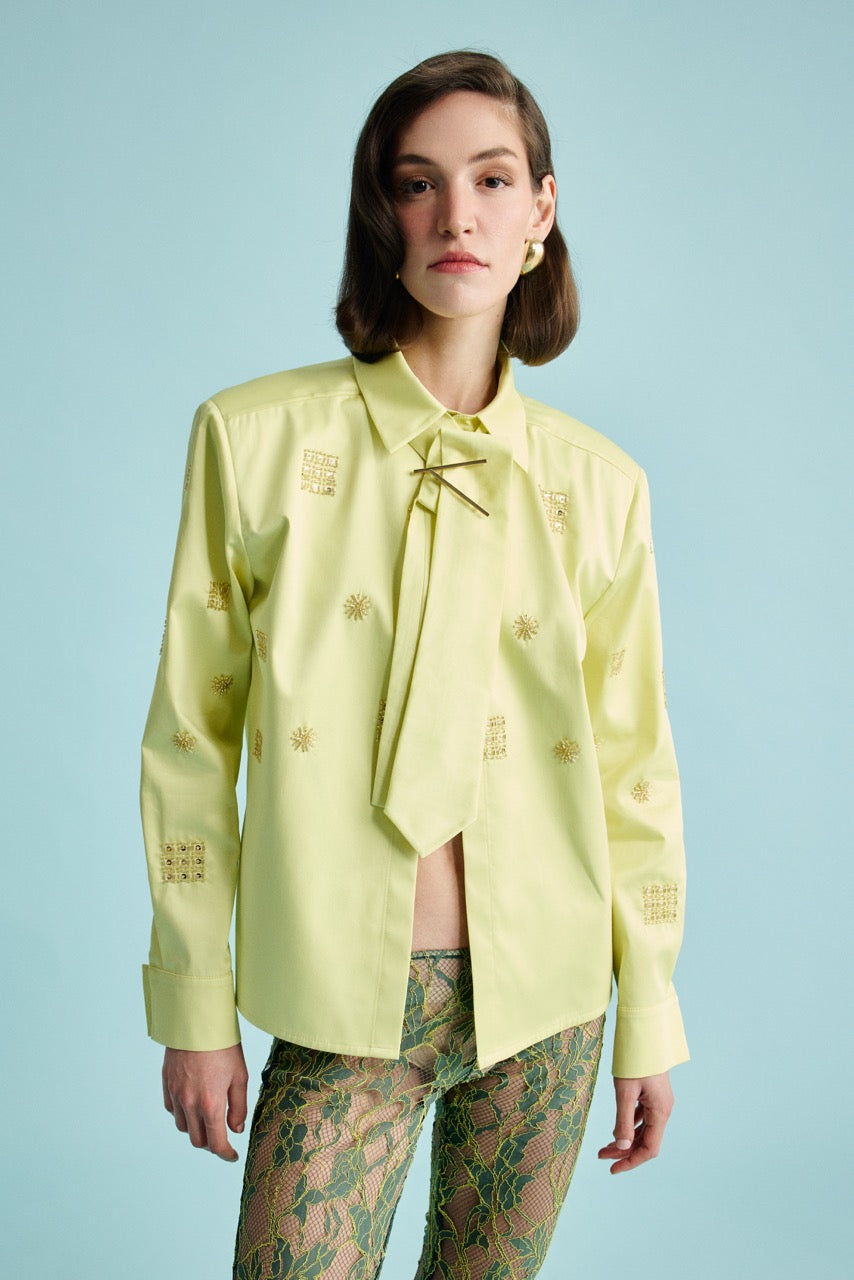 Lime Glow Shirt Ivy Flare Trousers by Natalie Kolyozyan, In the Spotlight SS26