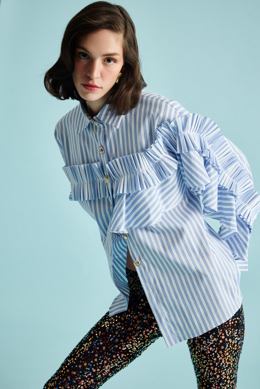 Ruffle-Detail Shirt Disco Glam Trousers by Natalie Kolyozyan, In the Spotlight SS26, view 2