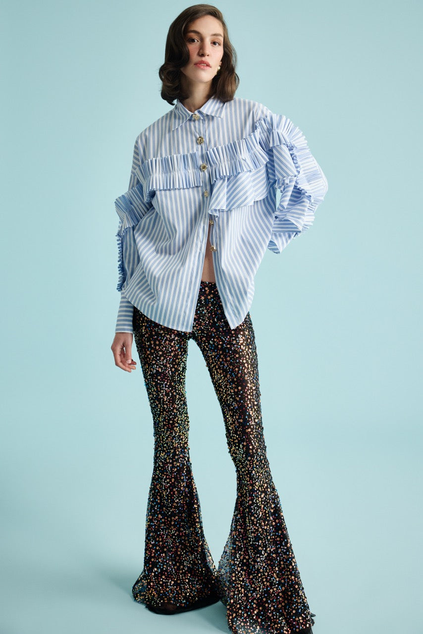 Ruffle-Detail Shirt Disco Glam Trousers by Natalie Kolyozyan, In the Spotlight SS26, view 6