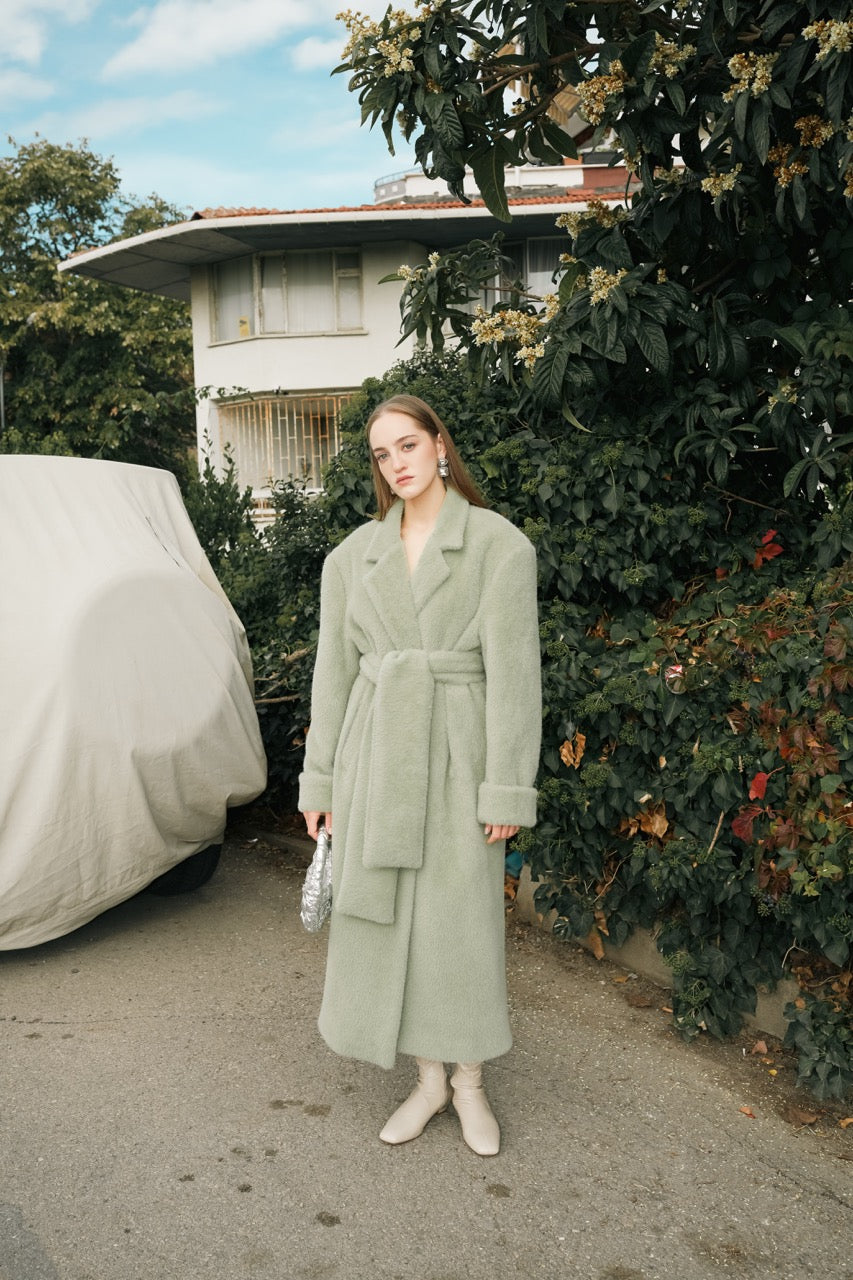 Plush Belted Coat by Natalie Kolyozyan, Loose Ends AW25, view 3