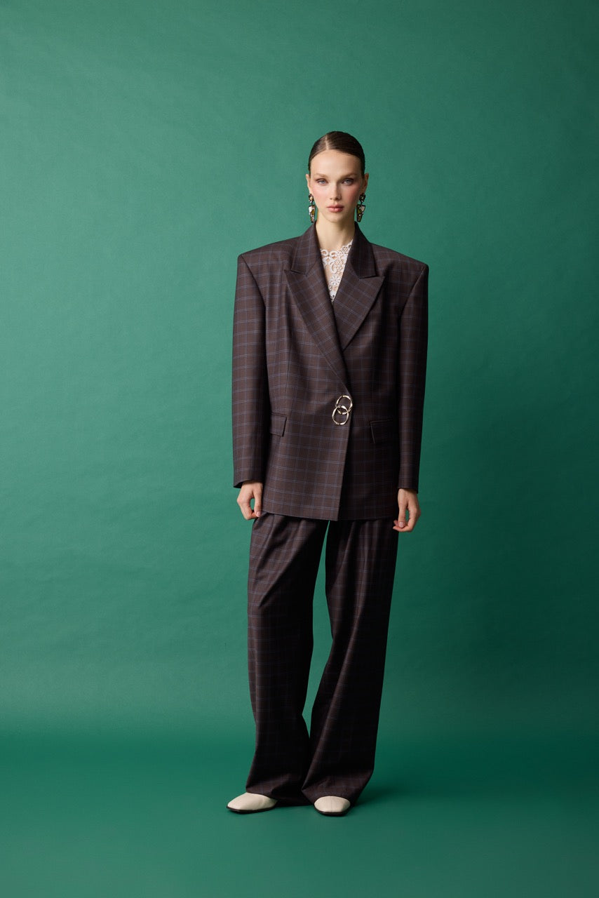 Arch Embroidered Wool Wide-Leg Trousers by Natalie Kolyozyan, Relief AW26