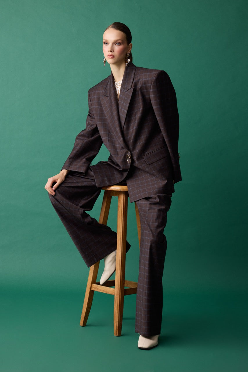 Arch Embroidered Wool Wide-Leg Trousers by Natalie Kolyozyan, Relief AW26, view 3