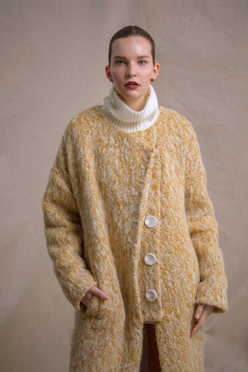 Hearth Mohair Jacket Ash Turtleneck Sweater by Natalie Kolyozyan, Ember AW19