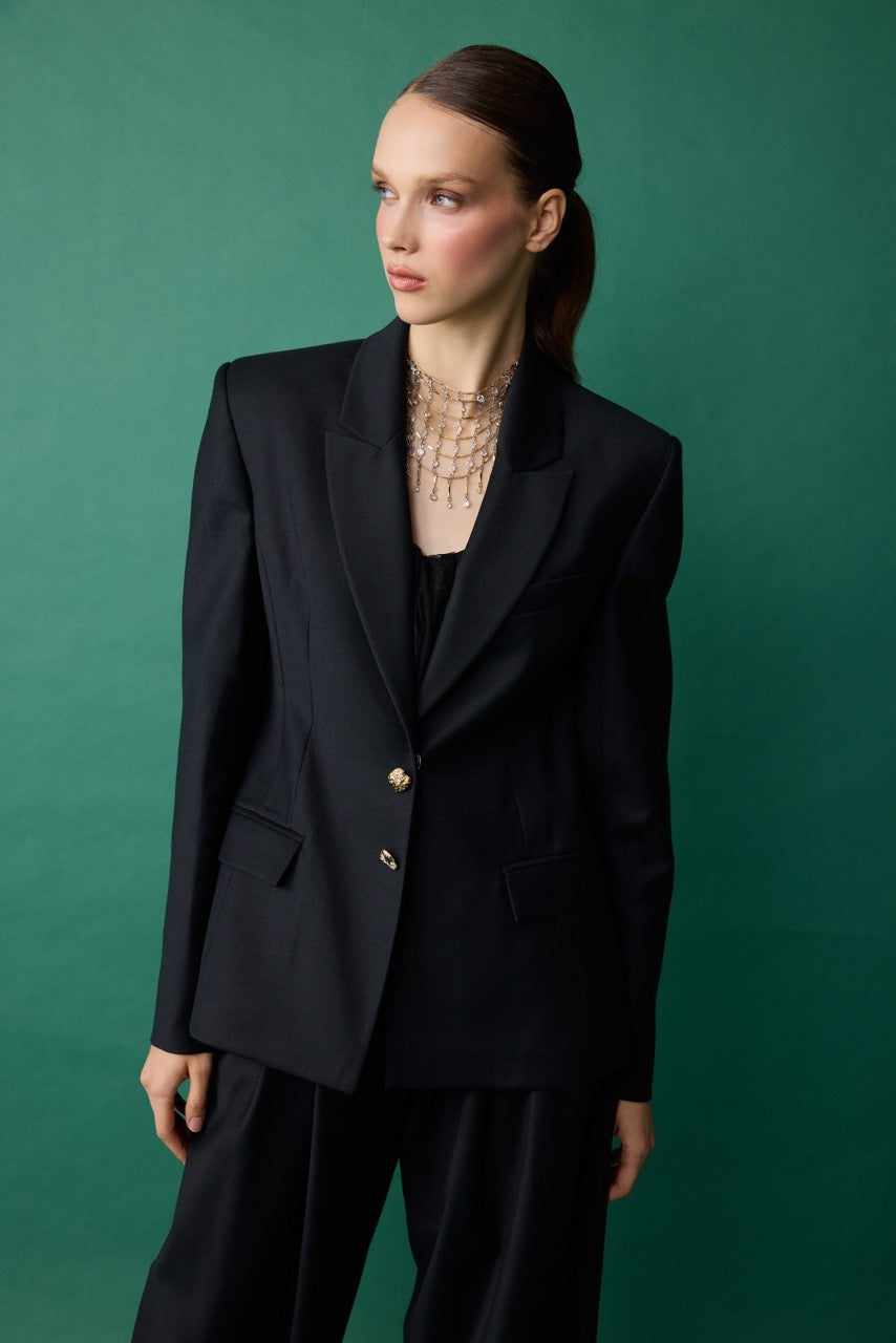 Natalie Kolyozyan Basalt Siyah Yün Blazer Ceket, Relief AW26, görsel 2