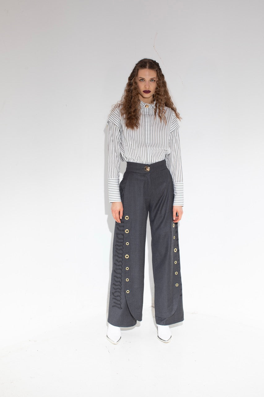 Second Shift Cape-Shoulder Shirt Look by Natalie Kolyozyan, Not Equal AW20