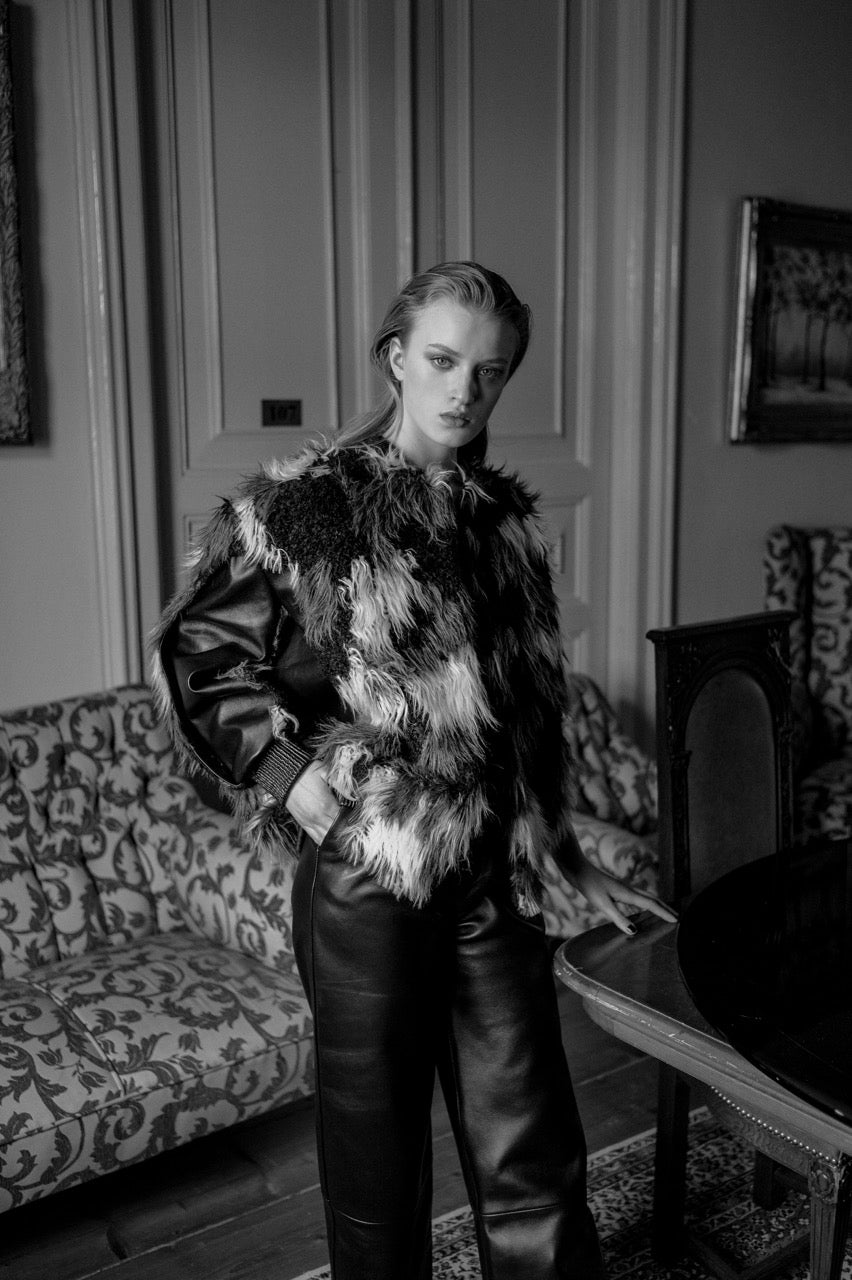 Cocoon Patchwork Fur Jacket Look by Natalie Kolyozyan, Introverted AW18
