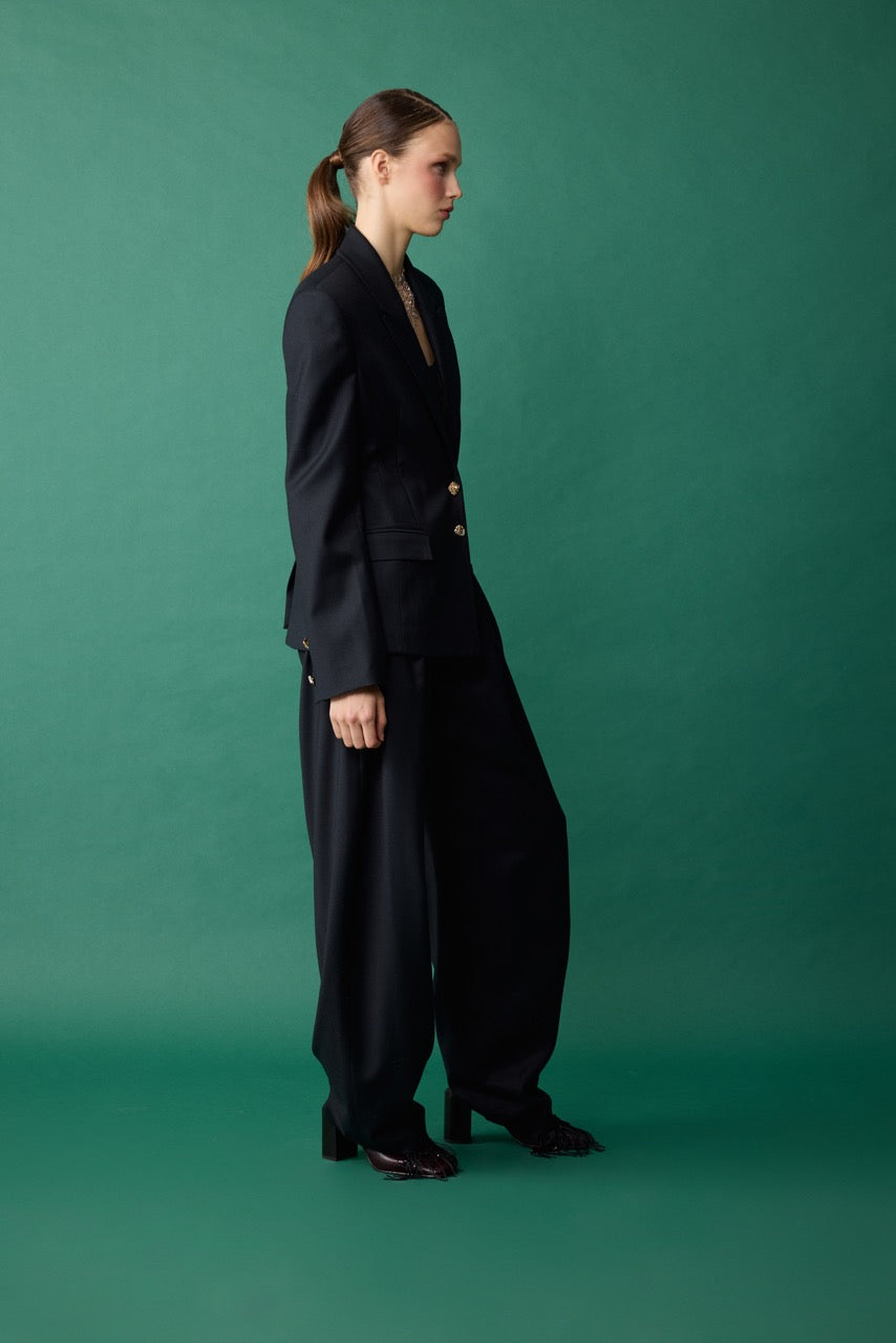 Basalt Black Wool Wide-Leg Trousers by Natalie Kolyozyan, Relief AW26, view 4