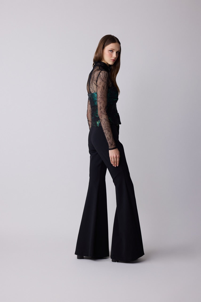 Column Black Flare Trousers – Night by Natalie Kolyozyan, Relief AW26, view 3