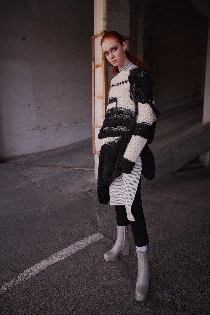 Drafting Line Cardigan Grid Honeycomb Dress by Natalie Kolyozyan, Pragmatic Dreamers AW16