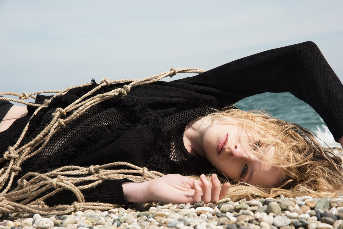 Netting Knit Sweater by Natalie Kolyozyan, Driftwood SS16
