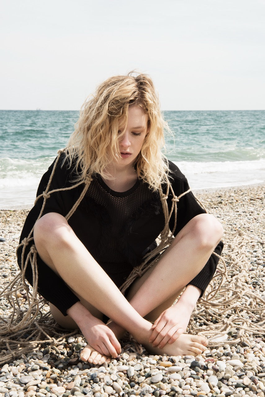 Netting Knit Sweater by Natalie Kolyozyan, Driftwood SS16, view 2