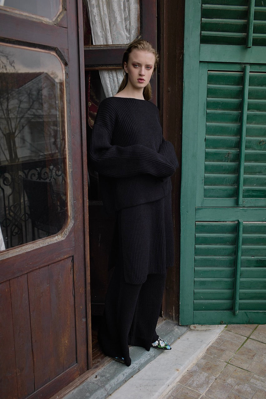 Solitude Black Rib Sweater Look by Natalie Kolyozyan, Introverted AW18