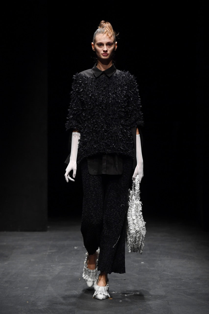 Streamer Black Oversized Blouse Look by Natalie Kolyozyan, Saturday Night Sunday Morning SS20