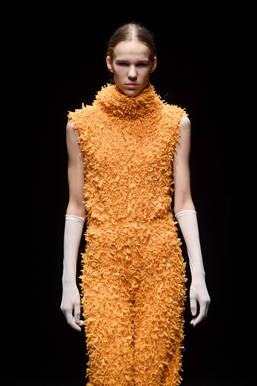Streamer Sleeveless Turtleneck Blouse Look by Natalie Kolyozyan, Saturday Night Sunday Morning SS20, view 3