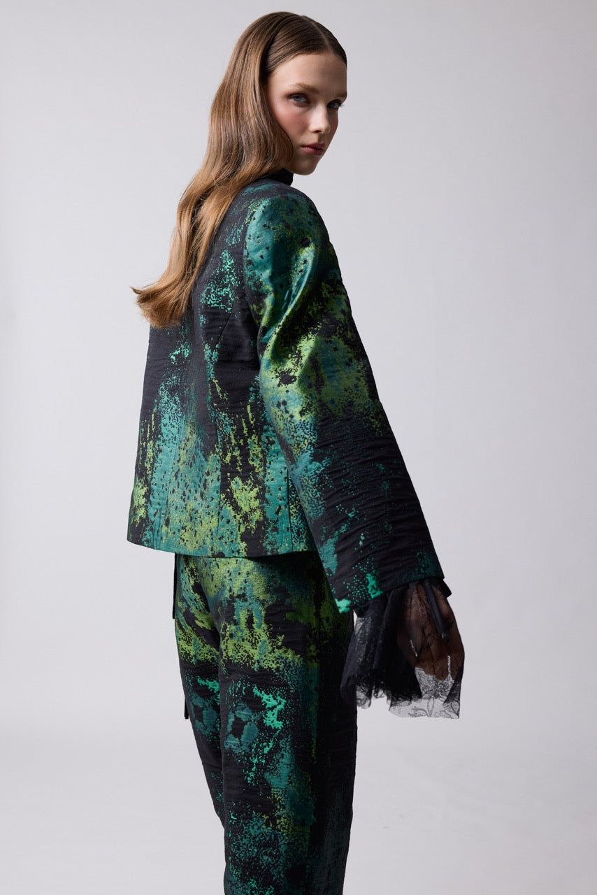 Malachite Green Jacquard Blazer by Natalie Kolyozyan, Relief AW26, view 2