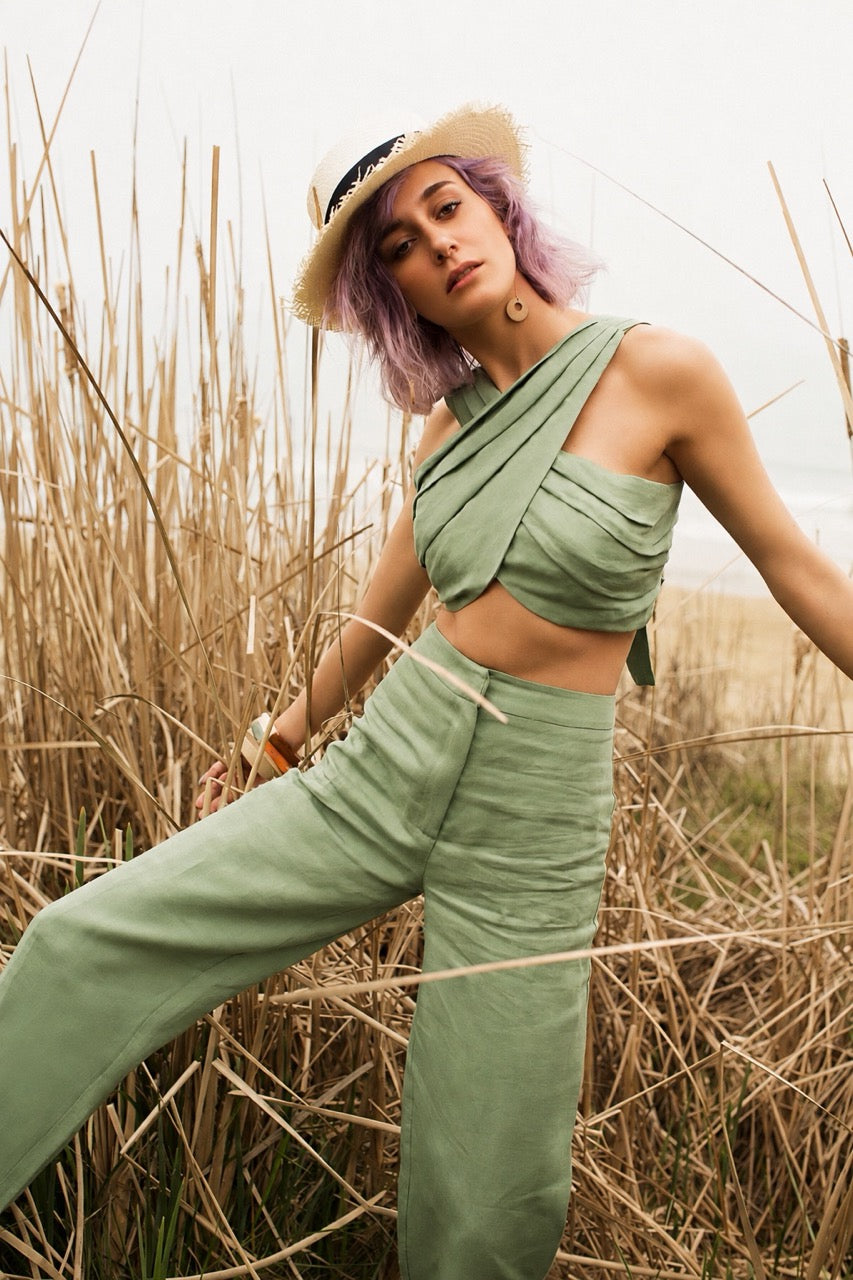 Verdant Draped Bustier Verdant Trousers by Natalie Kolyozyan, Twine SS17